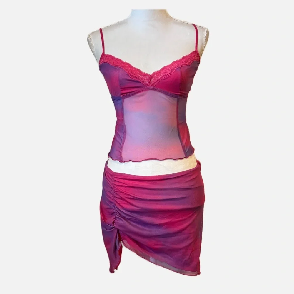 I.AM.GIA Matching Mesh Camisole and Mini Skirt Gianna Cloud Print Set